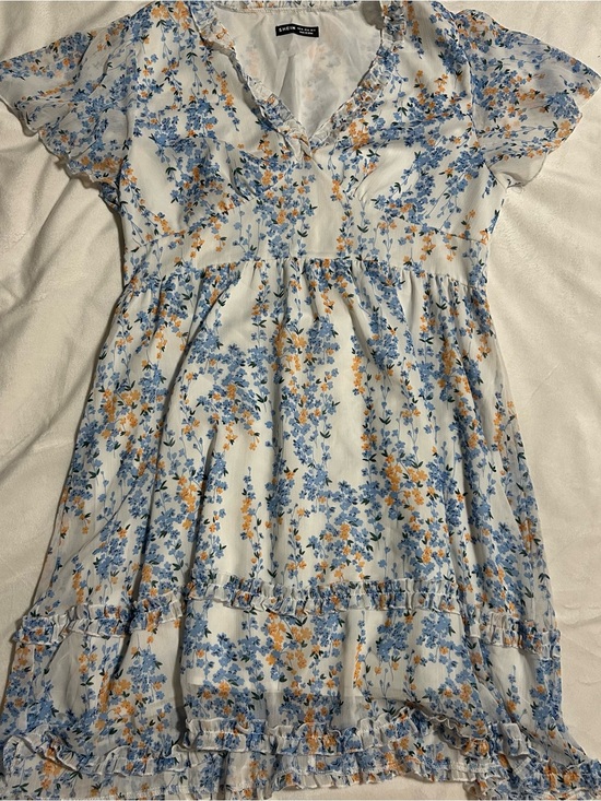 SHEIN Dresses & Skirts - Blue & Yellow Floral Ruffle Dress